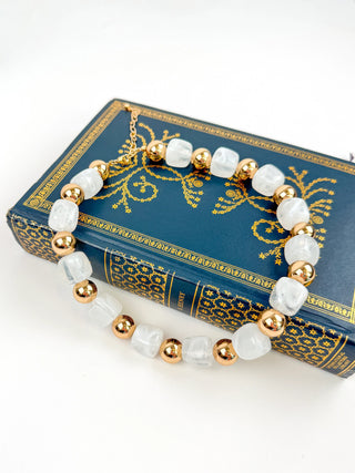 White & Gold Chunky Statement Necklace