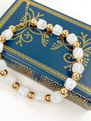 White & Gold Chunky Statement Necklace
