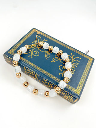 White & Gold Chunky Statement Necklace