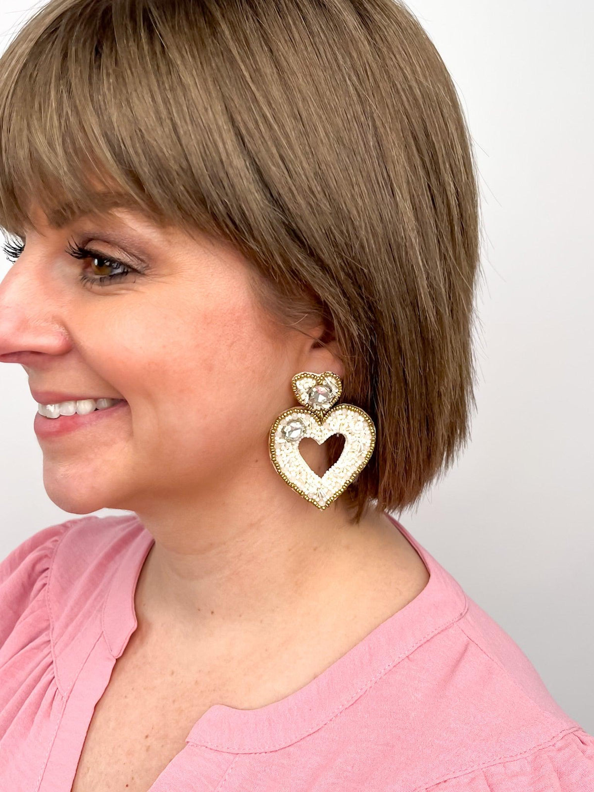 White Heart Earrings - SLS Wares