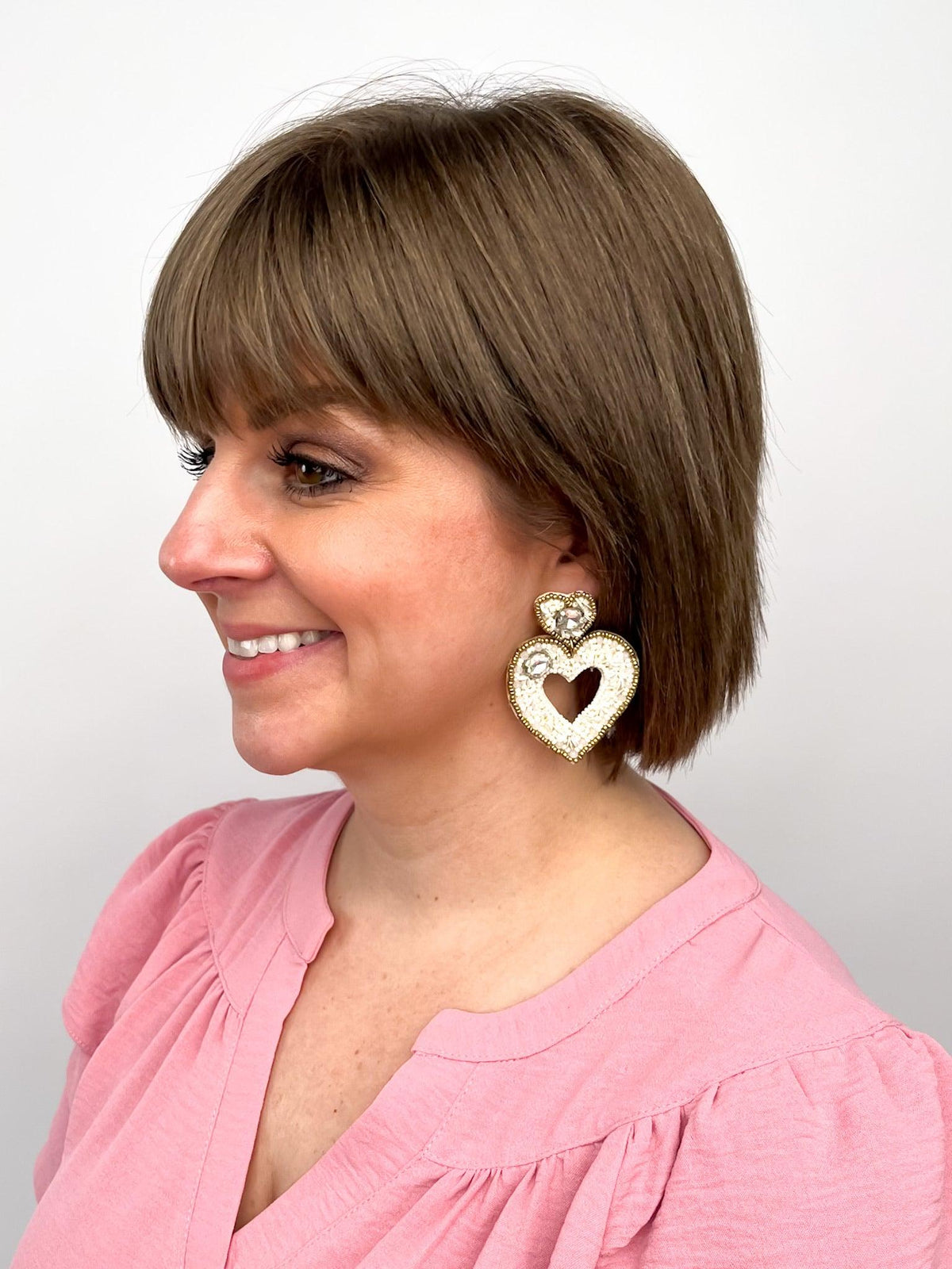 White Heart Earrings - SLS Wares
